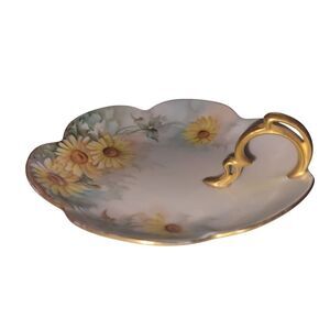 BAVARIA Elegant Floral Accent Plate with Gold Handle